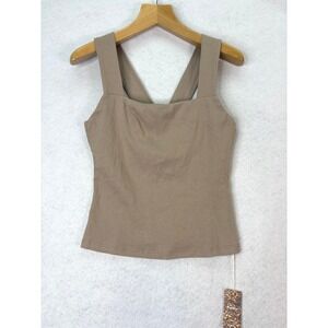 NWT OGL Taupe Plantive Ribbed Square Neck Padded Shelf Bra Brami Tank Size XL